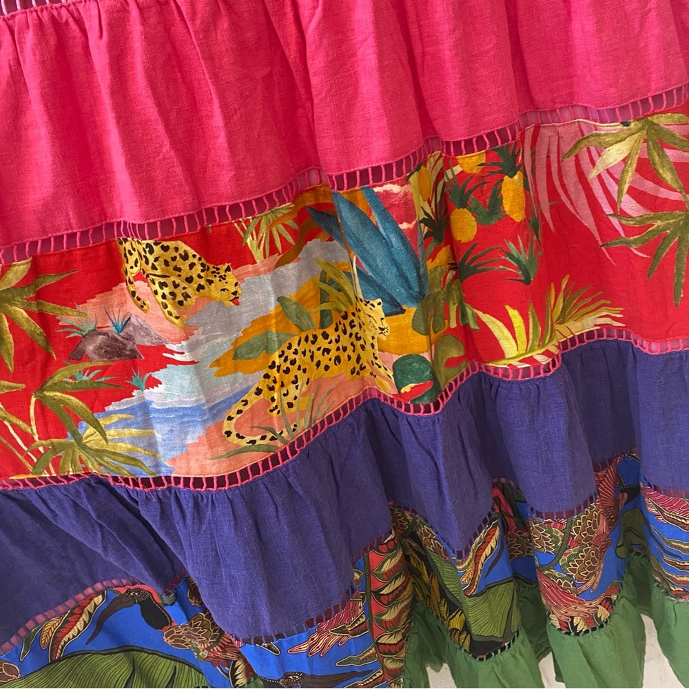 FARM Rio || Rainbow Mixed Prints Maxi Dress Tiered Leopard Medium NWT - Picture 5 of 9